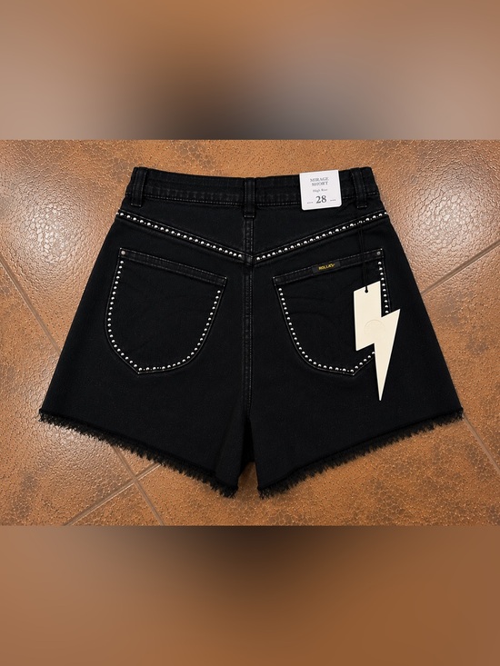 ROLLA'S Pants - ROLLA'S Black Mirage High-Rise Studded Jean Shorts